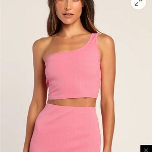 Lulu's Pink One-Shoulder Maxi Dress